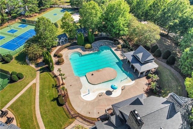 5725 Lake Oak Lndg, Cumming, GA 30040 - drone / aerial view of a pool