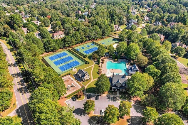 5725 Lake Oak Lndg, Cumming, GA 30040 - aerial view of property and surrounding area featuring a pool area