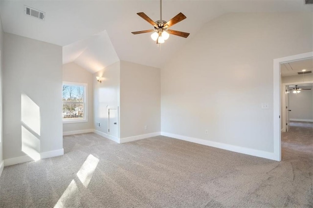 interior space with ceiling fan and lofted ceiling