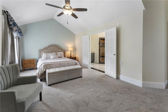 1491 Black Hickory Pl, Norcross, GA 30093 - bedroom featuring carpet floors, lofted ceiling, ceiling fan, and baseboards