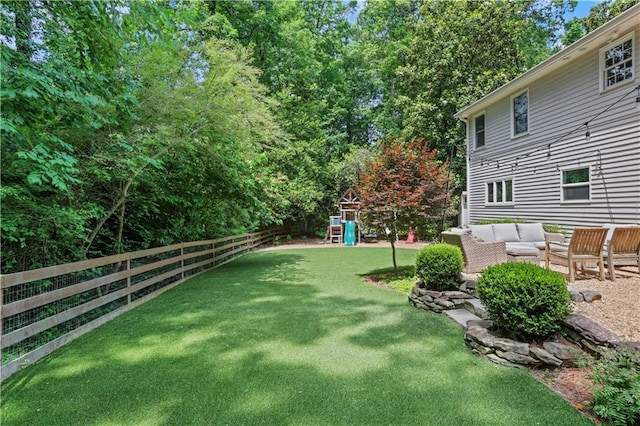 435 Grenock Cir, Atlanta, GA 30328 - view of yard featuring an outdoor living space and a playground