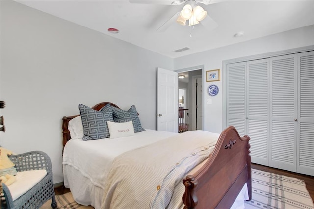 435 Grenock Cir, Atlanta, GA 30328 - bedroom featuring a closet, wood finished floors, and ceiling fan