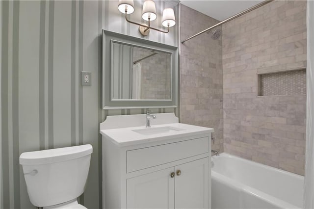 435 Grenock Cir, Atlanta, GA 30328 - bathroom with vanity, shower / bath combination, and toilet