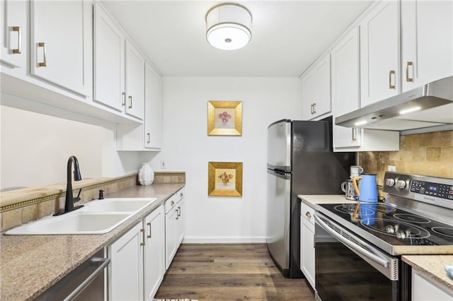 kitchen featuring white cabinetry, appliances with stainless steel finishes, and sink