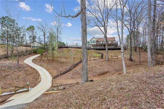 view of yard featuring a deck