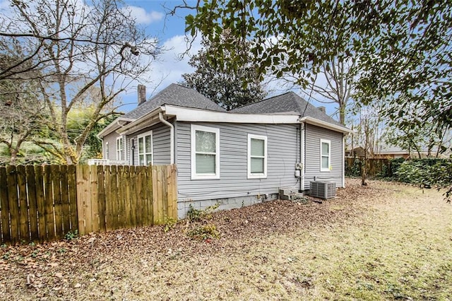 view of home's exterior featuring cooling unit