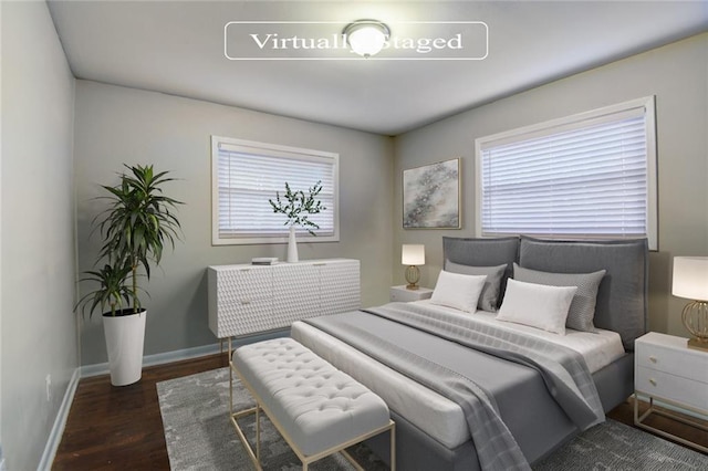 bedroom featuring dark wood-type flooring