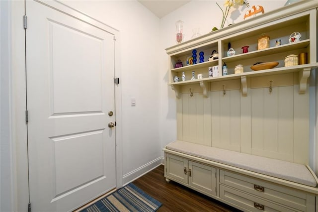mudroom featuring dark hardwood / wood-style floors