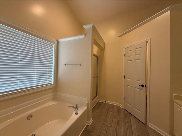 1245 Mulberry Mill Ln, Lawrenceville, GA 30043 - bathroom featuring a bath and an enclosed shower
