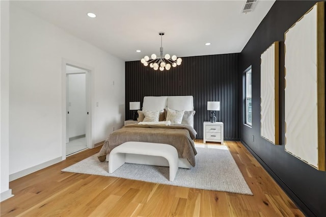 1129 Victory Dr SW, Atlanta, GA 30310 - bedroom with a chandelier, wood finished floors, recessed lighting, and baseboards