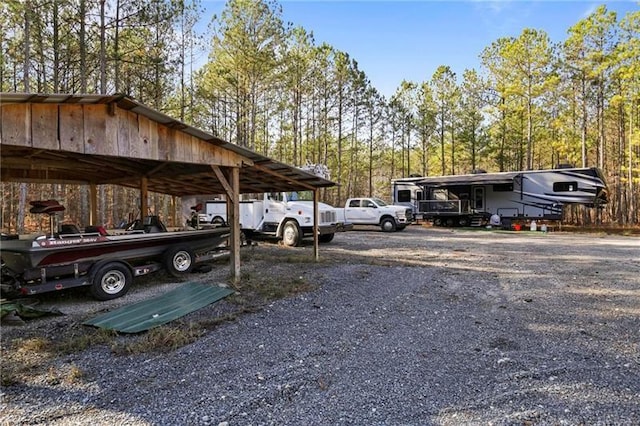 view of car parking with a carport