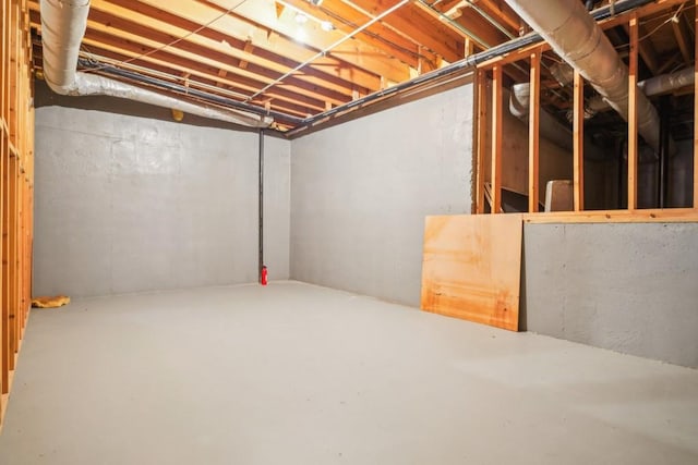 view of unfinished basement