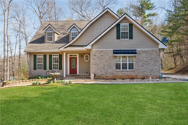 37 Long Branch Way, Dahlonega, GA 30533 - view of front of house featuring roof with shingles, a front yard, and brick siding