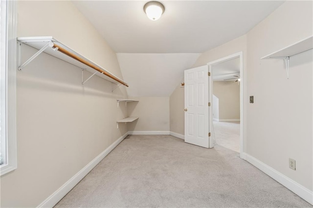 37 Long Branch Way, Dahlonega, GA 30533 - walk in closet featuring carpet flooring, vaulted ceiling, and ceiling fan