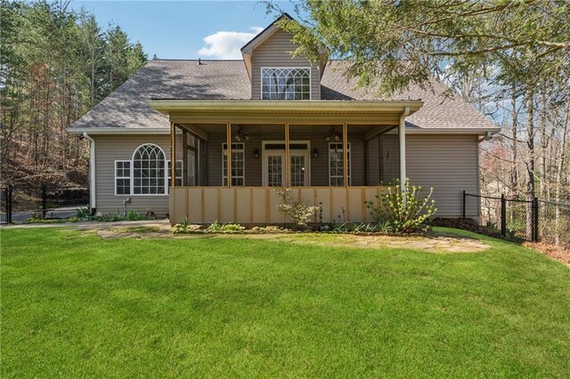 37 Long Branch Way, Dahlonega, GA 30533 - back of house featuring a yard, fence, and a shingled roof