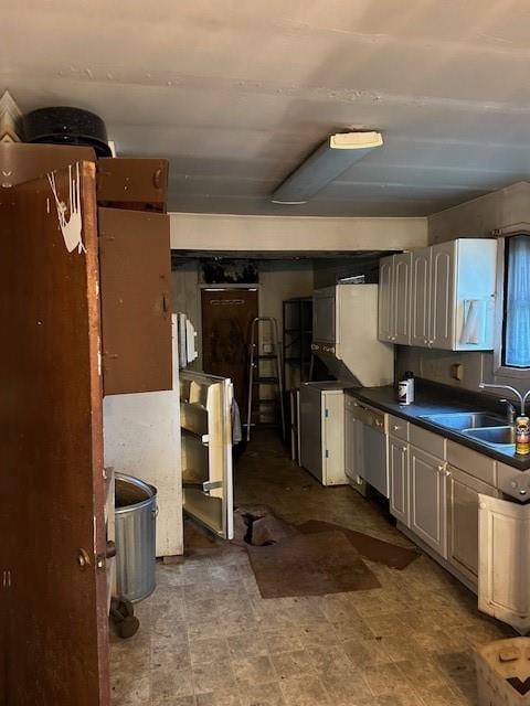 kitchen featuring sink, gray cabinetry, and dishwasher