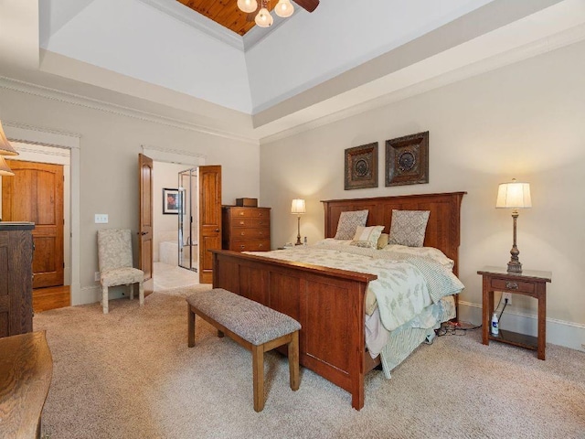 46 Bee Balm Way, Big Canoe, GA 30143 - bedroom with light colored carpet, a towering ceiling, and crown molding
