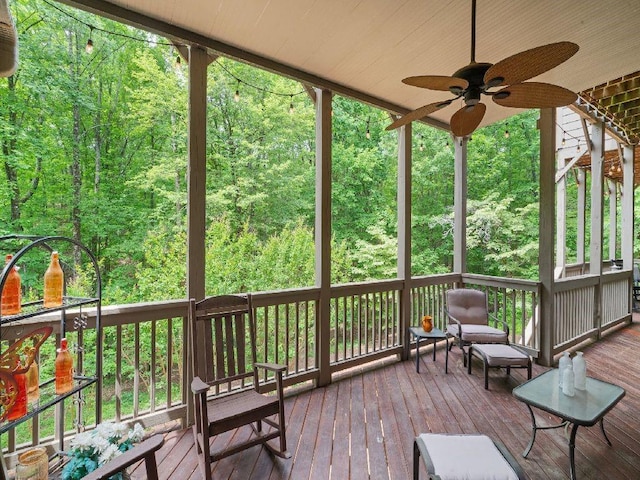 46 Bee Balm Way, Big Canoe, GA 30143 - wooden deck with ceiling fan and a view of trees