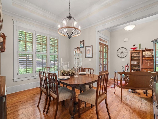 46 Bee Balm Way, Big Canoe, GA 30143 - dining space featuring light wood-style floors, crown molding, a chandelier, and french doors
