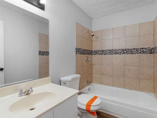 4720 Hull Rd, Conyers, GA 30094 - bathroom with shower / washtub combination, vanity, and a textured ceiling