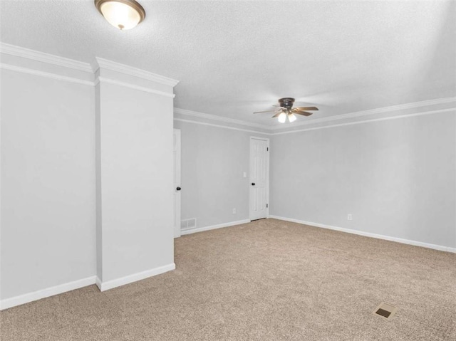 4720 Hull Rd, Conyers, GA 30094 - carpeted empty room featuring ceiling fan, a textured ceiling, and ornamental molding