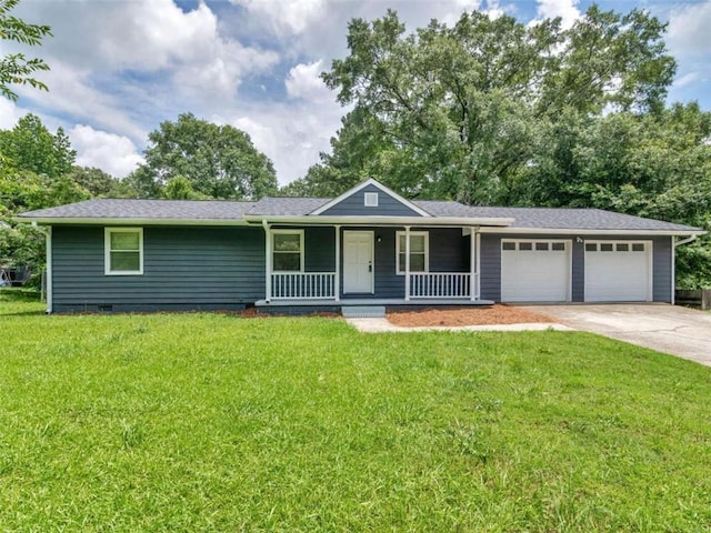 4720 Hull Rd, Conyers, GA 30094 - single story home with covered porch, an attached garage, a front lawn, and driveway