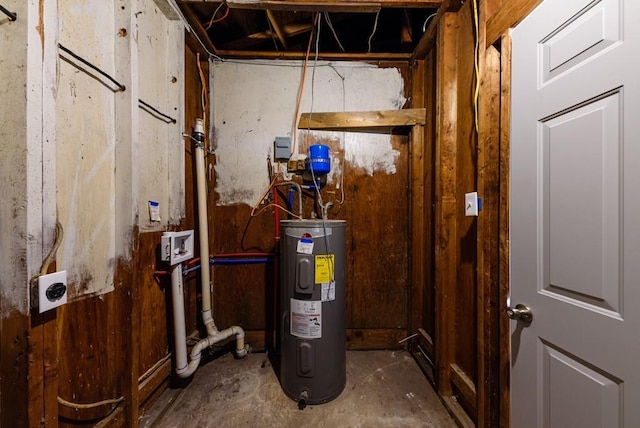 utility room with water heater