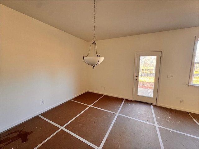 view of unfurnished dining area