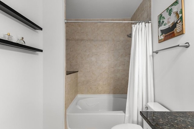 855 Peachtree St NE Unit 2706, Atlanta, GA 30308 - full bath with shower / bath combination with curtain, vanity, and toilet