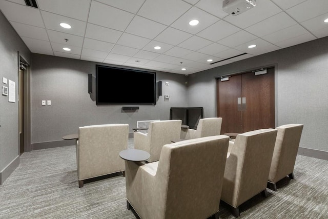 855 Peachtree St NE Unit 2706, Atlanta, GA 30308 - carpeted cinema room with baseboards, recessed lighting, and a drop ceiling