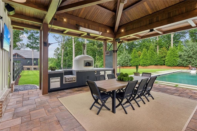 150 Trinity Farm Dr, Canton, GA 30115 - view of patio / terrace featuring area for grilling, outdoor dining area, an outdoor pool, and ceiling fan
