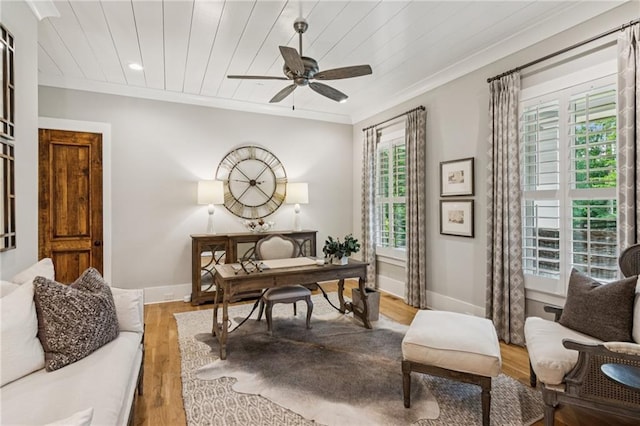 150 Trinity Farm Dr, Canton, GA 30115 - office space featuring a ceiling fan, ornamental molding, and wood finished floors