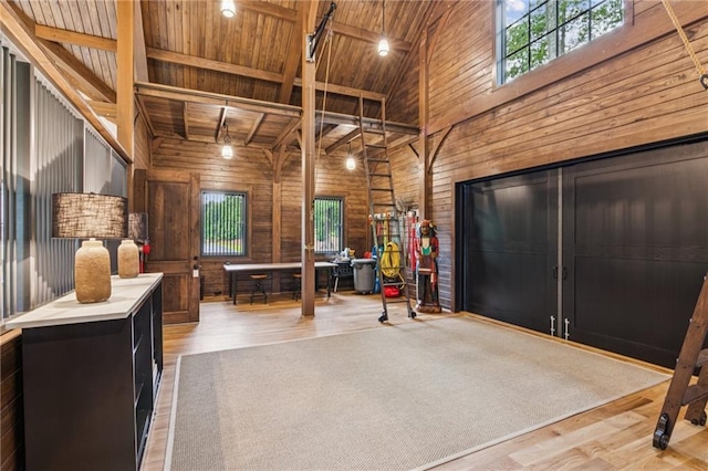 150 Trinity Farm Dr, Canton, GA 30115 - garage with wood ceiling and wooden walls