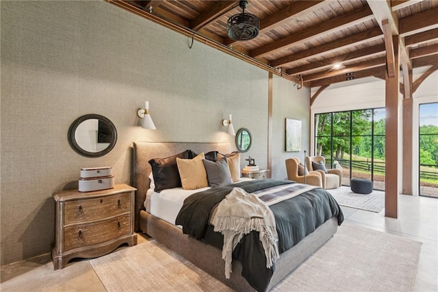 150 Trinity Farm Dr, Canton, GA 30115 - bedroom with a wood ceiling with exposed beams and access to exterior