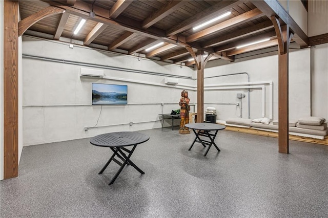 150 Trinity Farm Dr, Canton, GA 30115 - basement featuring a wall unit AC and wood ceiling