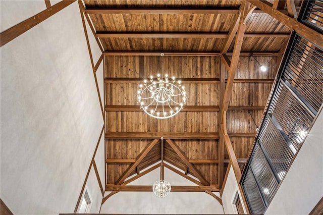 150 Trinity Farm Dr, Canton, GA 30115 - detailed view of a chandelier and a wood ceiling with exposed beams