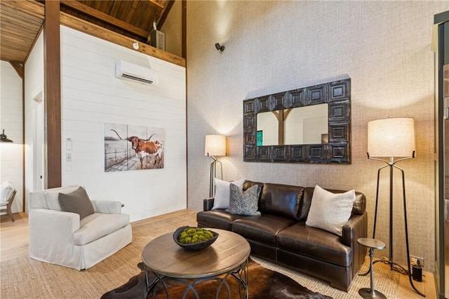 150 Trinity Farm Dr, Canton, GA 30115 - living room featuring a wall unit AC and a high ceiling