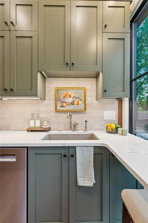 150 Trinity Farm Dr, Canton, GA 30115 - kitchen with dishwasher, light countertops, and backsplash