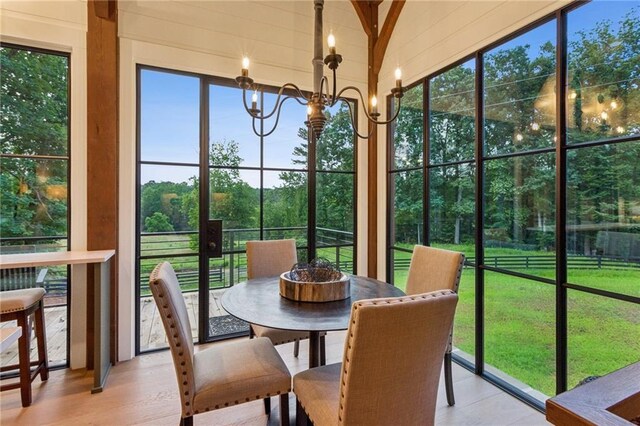 150 Trinity Farm Dr, Canton, GA 30115 - sunroom / solarium featuring a chandelier and healthy amount of natural light