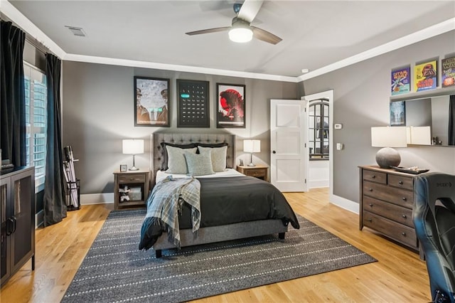 150 Trinity Farm Dr, Canton, GA 30115 - bedroom featuring ornamental molding, wood finished floors, and ceiling fan