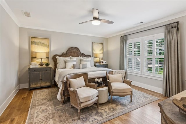150 Trinity Farm Dr, Canton, GA 30115 - bedroom featuring crown molding, wood finished floors, and a ceiling fan