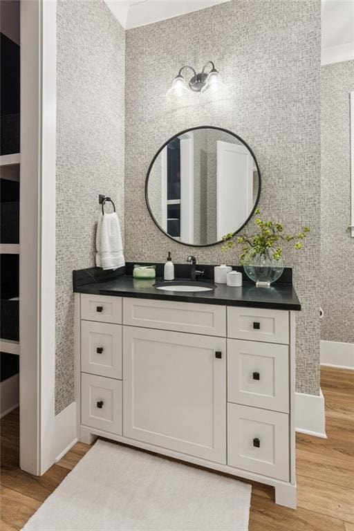 150 Trinity Farm Dr, Canton, GA 30115 - bathroom with wood finished floors and vanity