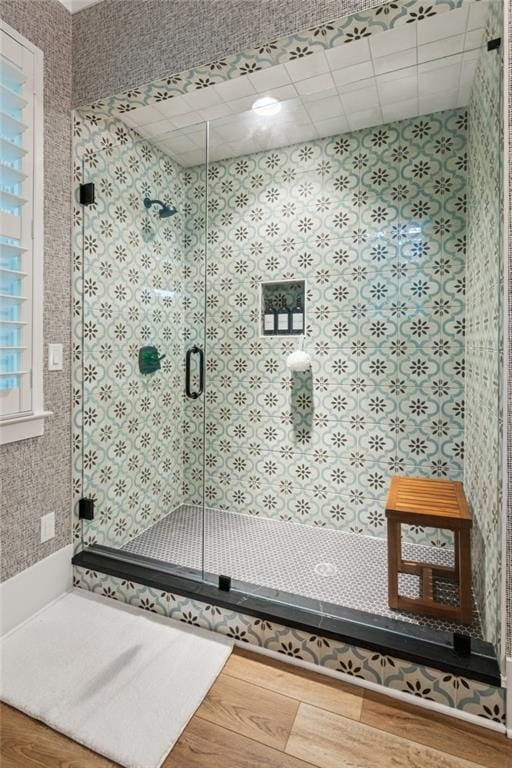 150 Trinity Farm Dr, Canton, GA 30115 - full bath featuring wood finished floors and a shower stall