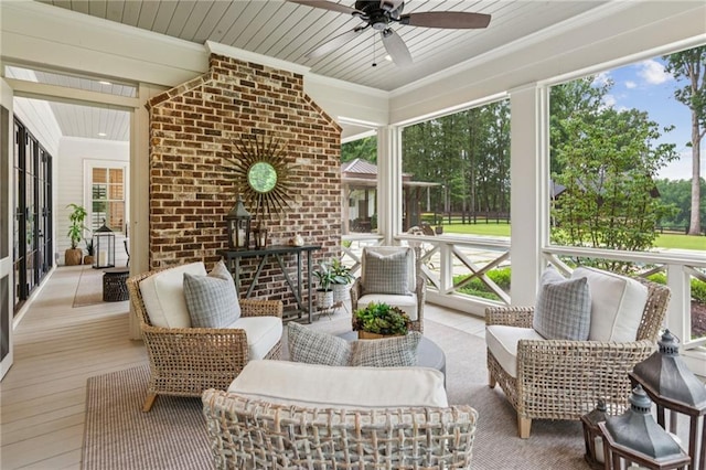150 Trinity Farm Dr, Canton, GA 30115 - sunroom featuring ceiling fan and plenty of natural light