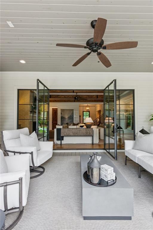 150 Trinity Farm Dr, Canton, GA 30115 - view of patio featuring a ceiling fan and an outdoor hangout area