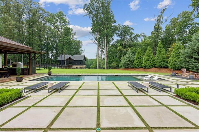 150 Trinity Farm Dr, Canton, GA 30115 - outdoor pool with a patio, a gazebo, and a yard