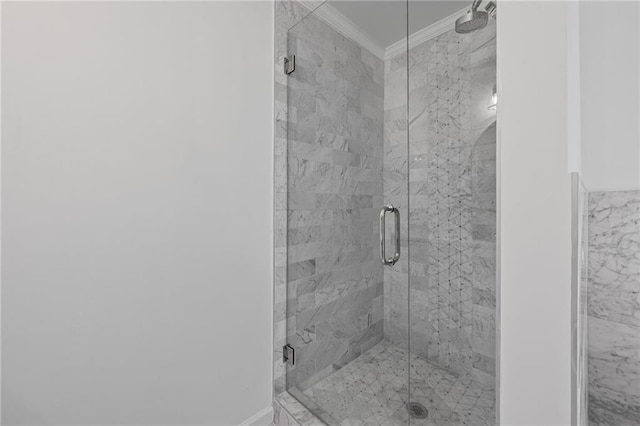 1017 Mill Creek Mnr NE, Brookhaven, GA 30319 - bathroom with crown molding and a stall shower