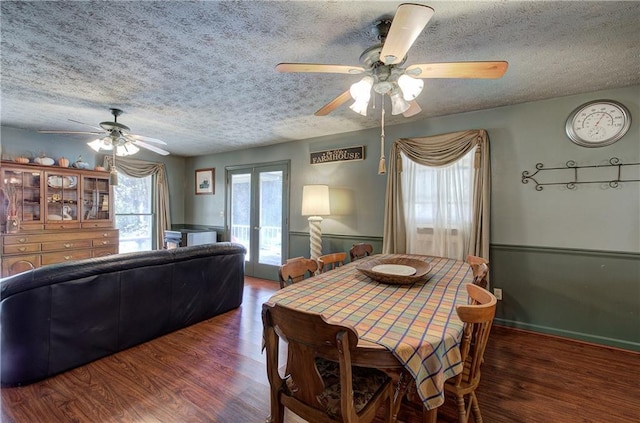 90 Wiley Dr, Douglasville, GA 30134 - dining space with a ceiling fan, wood finished floors, and a textured ceiling