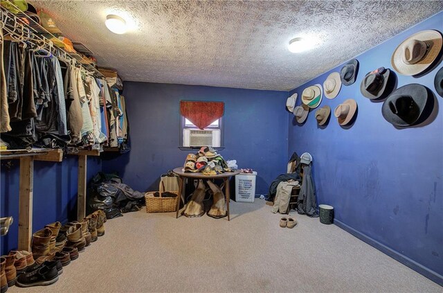 90 Wiley Dr, Douglasville, GA 30134 - rec room featuring carpet, a textured ceiling, and cooling unit