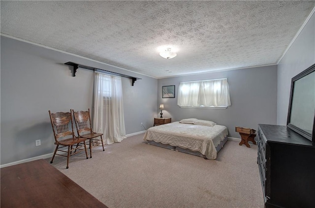 90 Wiley Dr, Douglasville, GA 30134 - bedroom with ornamental molding, multiple windows, a textured ceiling, baseboards, and carpet
